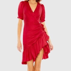 Ieena for Mac Duggal Puff Short Sleeve Mini Dress